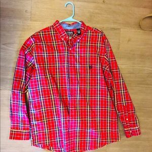 Checkered Chaps long sleeve button down shirt